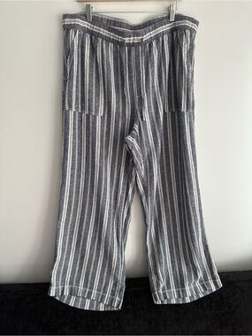GAP Striped Wide-Leg Pull On Navy Stripes Pants - Size XL‎